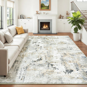 Carpelux brown grey rug modern decor ideal for high-traffic rooms