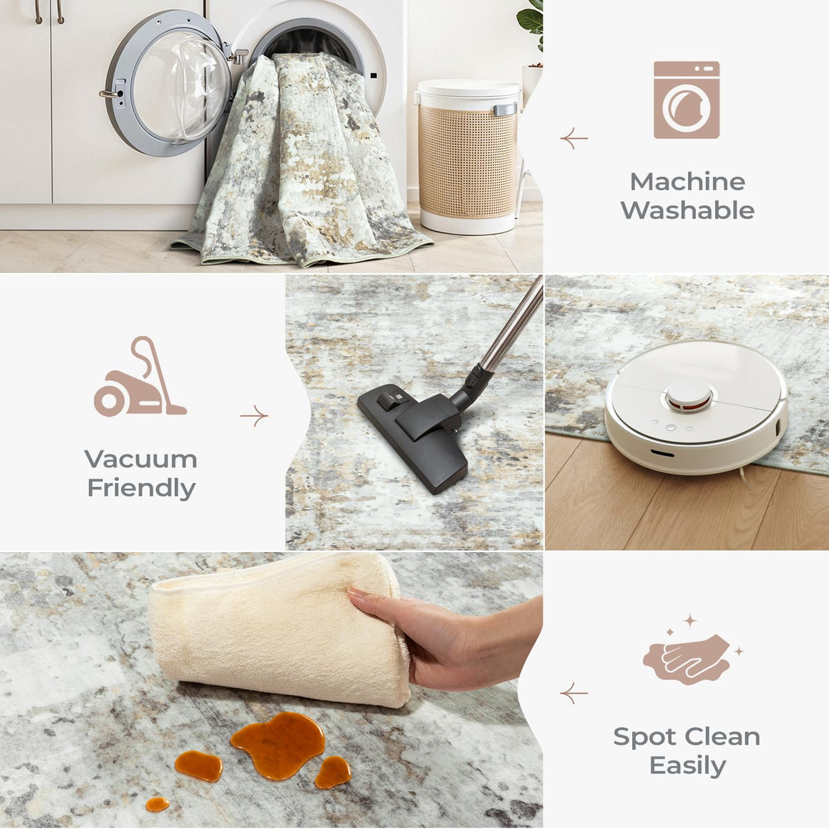 Carpelux non-slip backing keeps rug secure on wood or tile floors