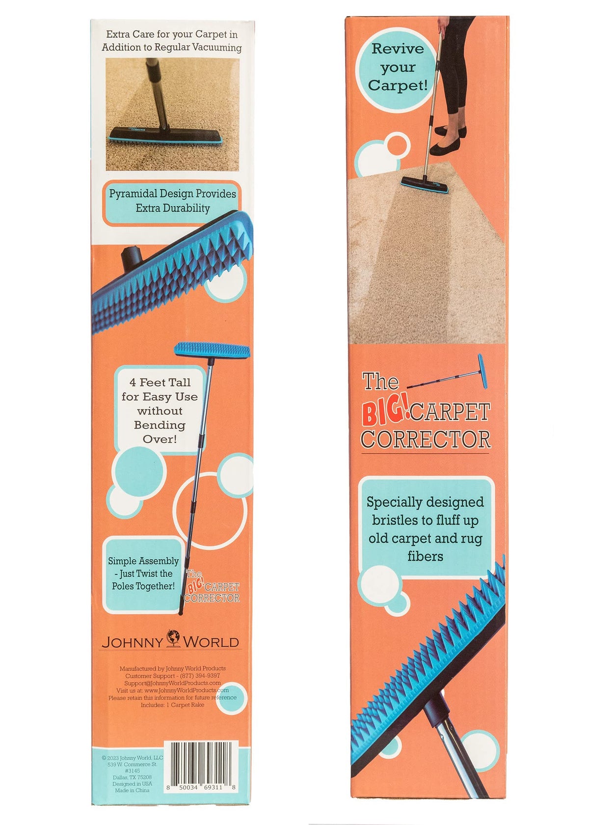 Carpet Corrector can straighten rug fringe for a neater look.