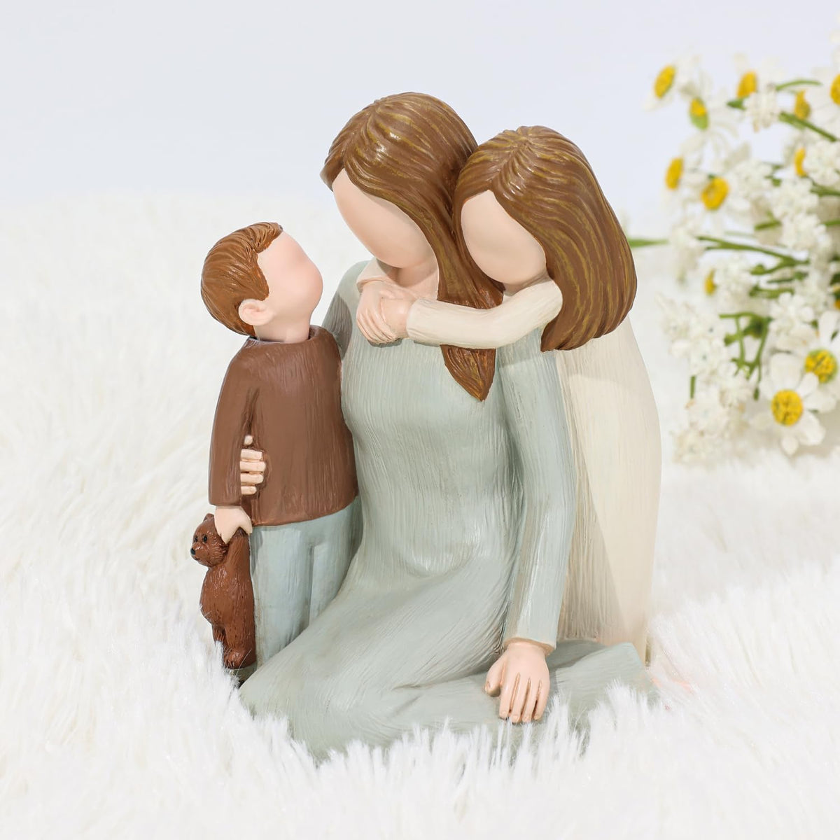 Carracci hand-painted resin mom and son figurine durable keepsake