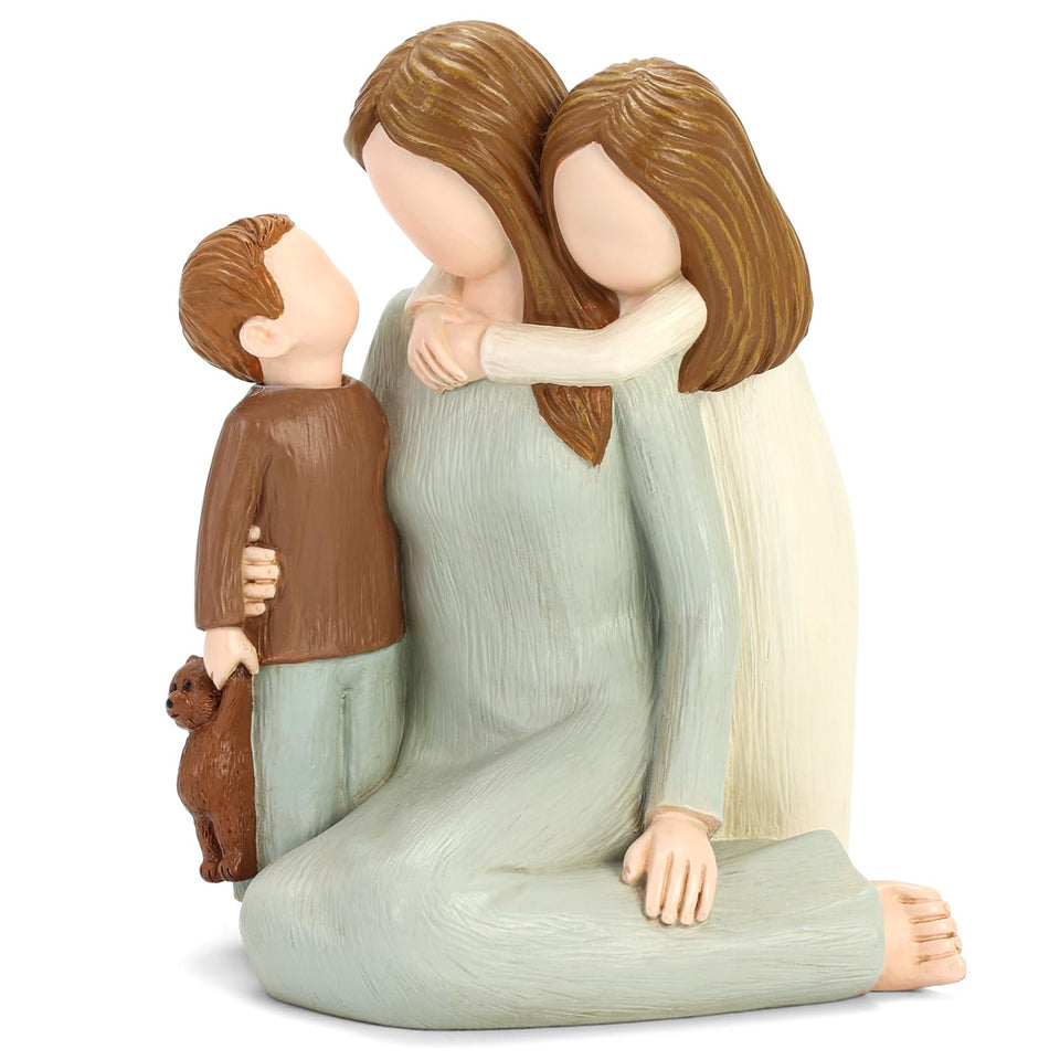 Carracci mom and kids figurine hand-painted detail for warm home display