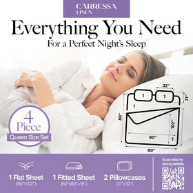 Carressa Linen deep-pocket 16-inch fitted sheet hugs tall mattresses for a secure fit.