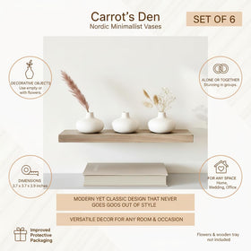 Carrot's Den minimalist white ceramic donut bud vase six-pack for elegant centerpieces