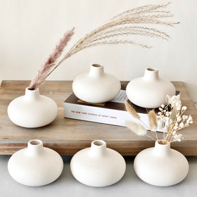 Carrot's Den Nordic white donut bud vase set of six for modern decor