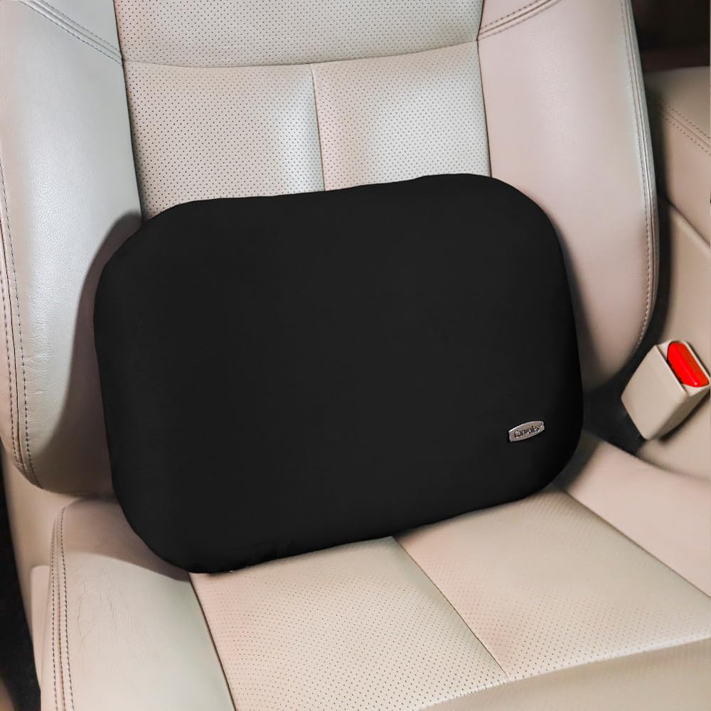 Carwales Emulsion Lumbar Pillow placed on a car seat illustrating back support