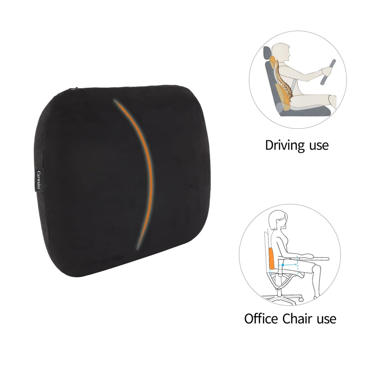 Carwales Emulsion Lumbar Pillow soft-support profile reducing seat fatigue