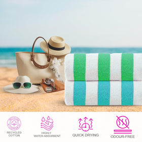Casa Copenhagen Cabana blue stripe towel delivers quick-dry performance for poolside lounging.