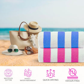 Casa Copenhagen Cabana pink stripe towel adds vibrant style to outdoor showers.