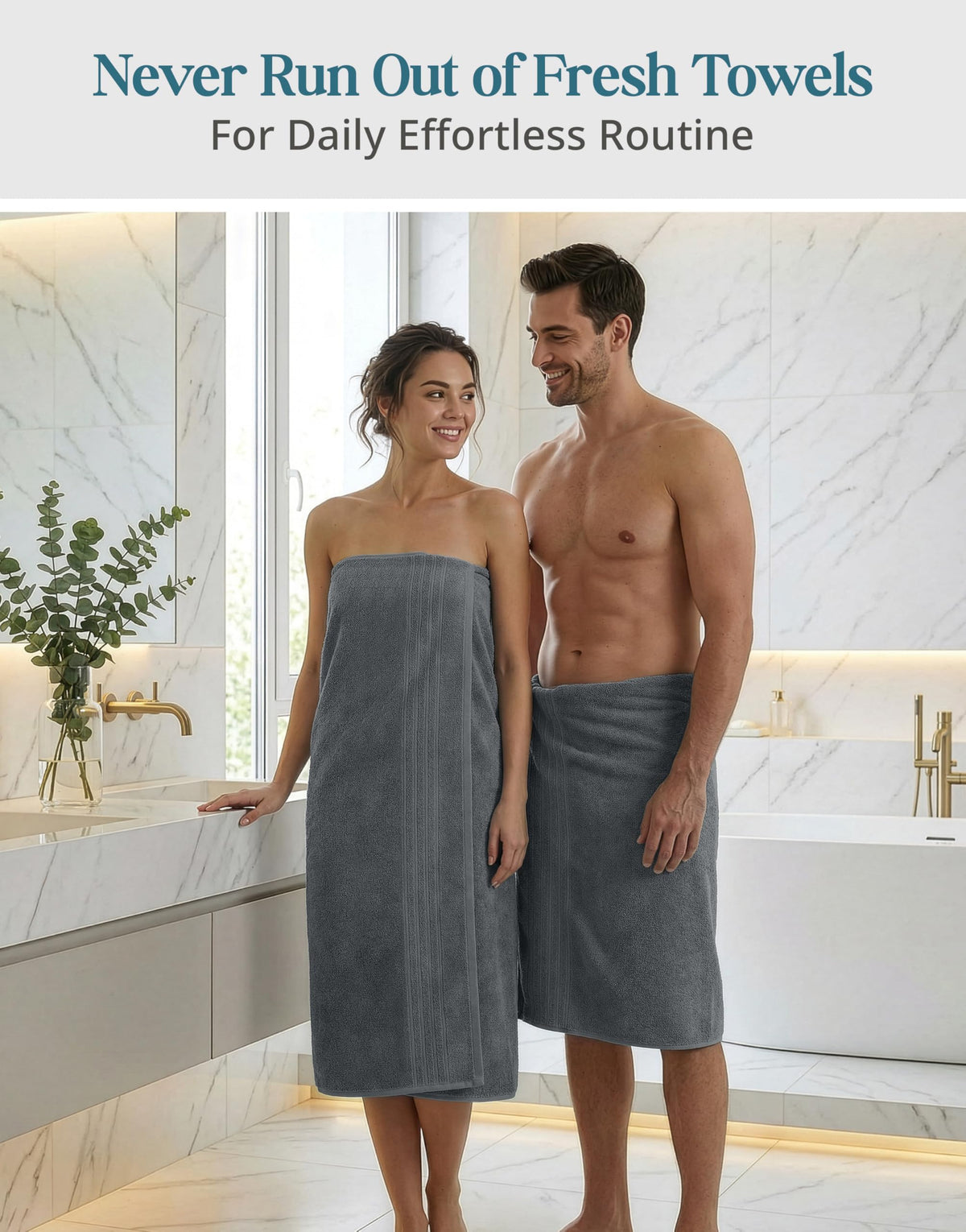 Casa Platino plush absorbent texture shown in a spa-like setup