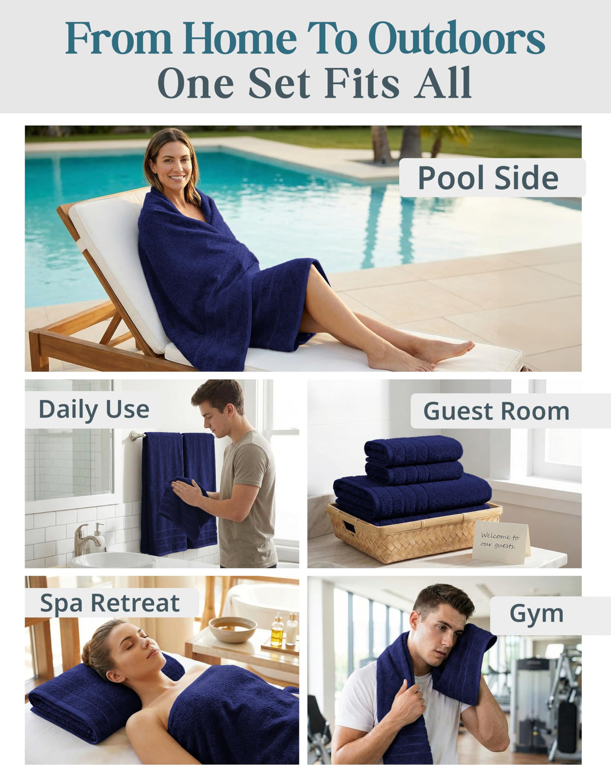 Casa Platino navy blue bathroom decor adds color and cohesive styling