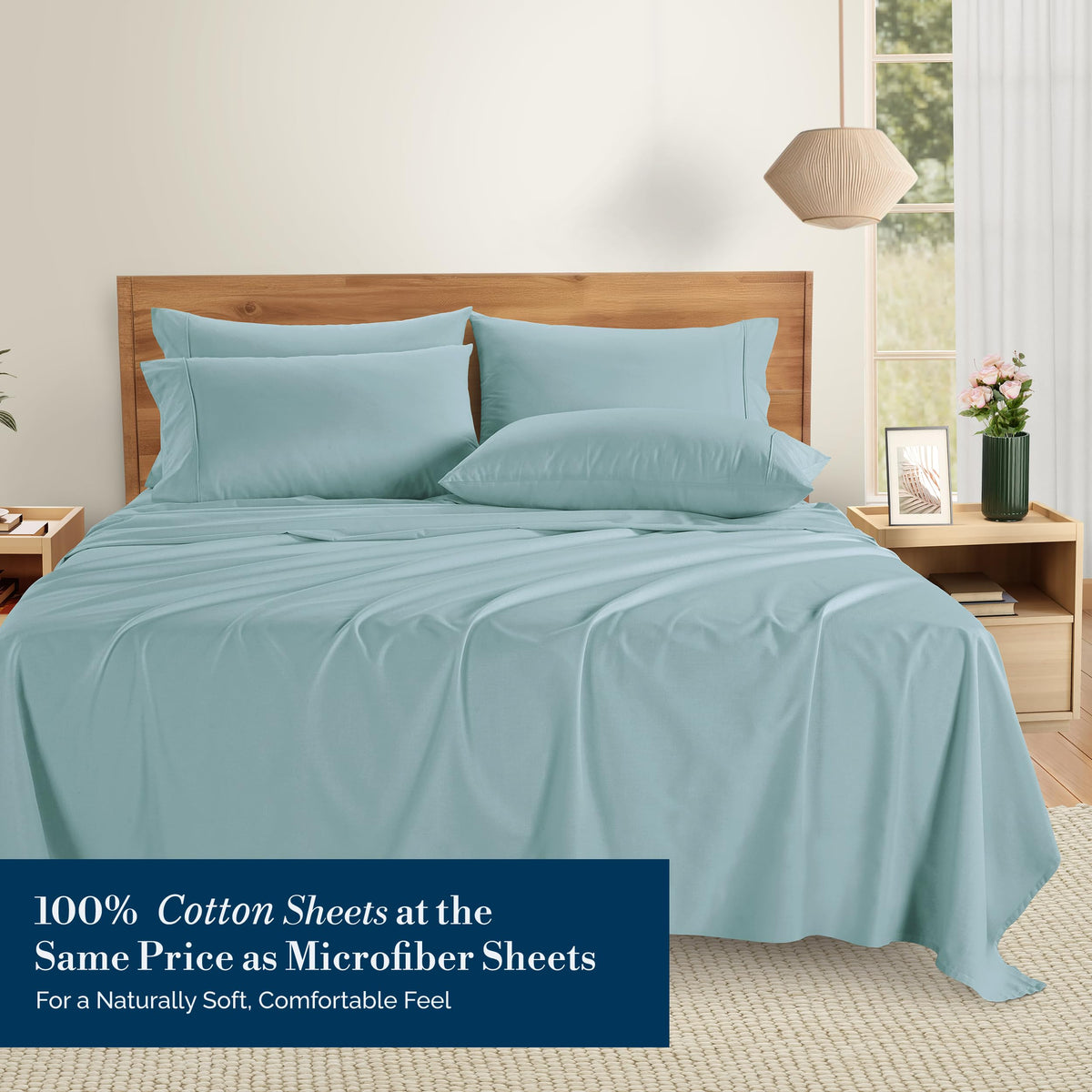 Casa Platino queen fitted sheet showing 15-inch deep pockets.