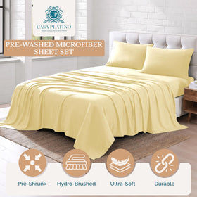 Casa Platino queen fitted sheet in vanilla with 15 inch pockets ensures a secure, snug fit.