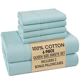 Casa Platino queen flat sheet with crisp cotton percale surface.