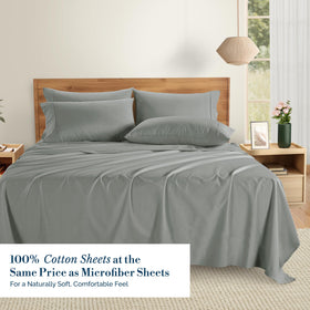 Casa Platino queen flat sheet gray laid flat to reveal generous dimensions
