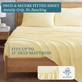 Casa Platino queen pillowcases in vanilla add gentle warmth for a cozy night.