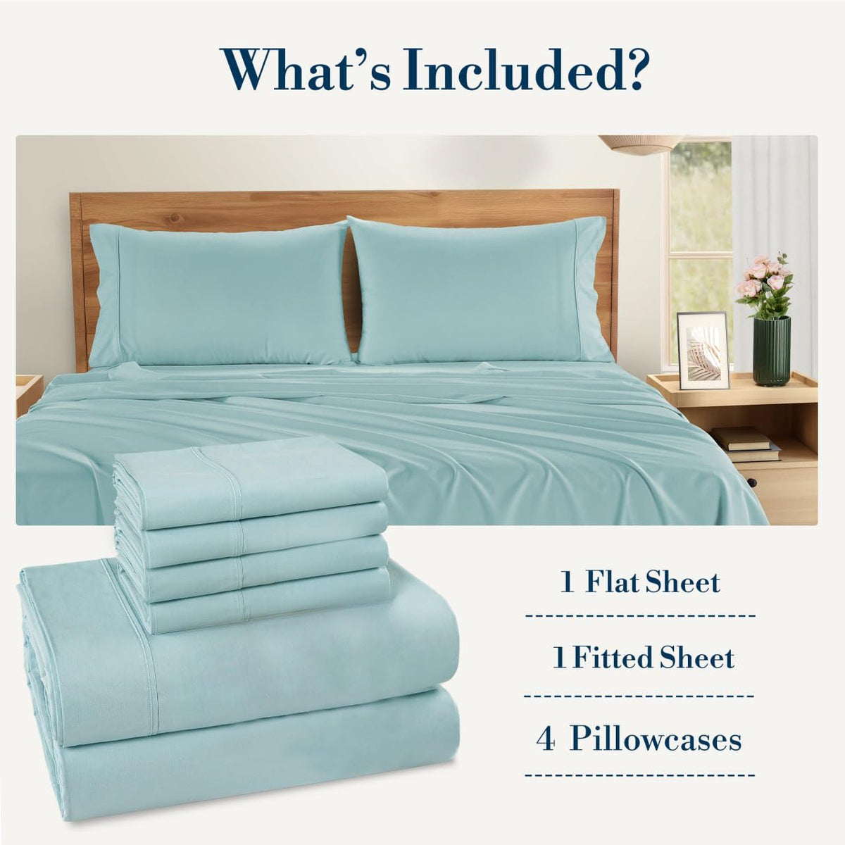 Casa Platino queen blue sky sheets suggest cooling performance.