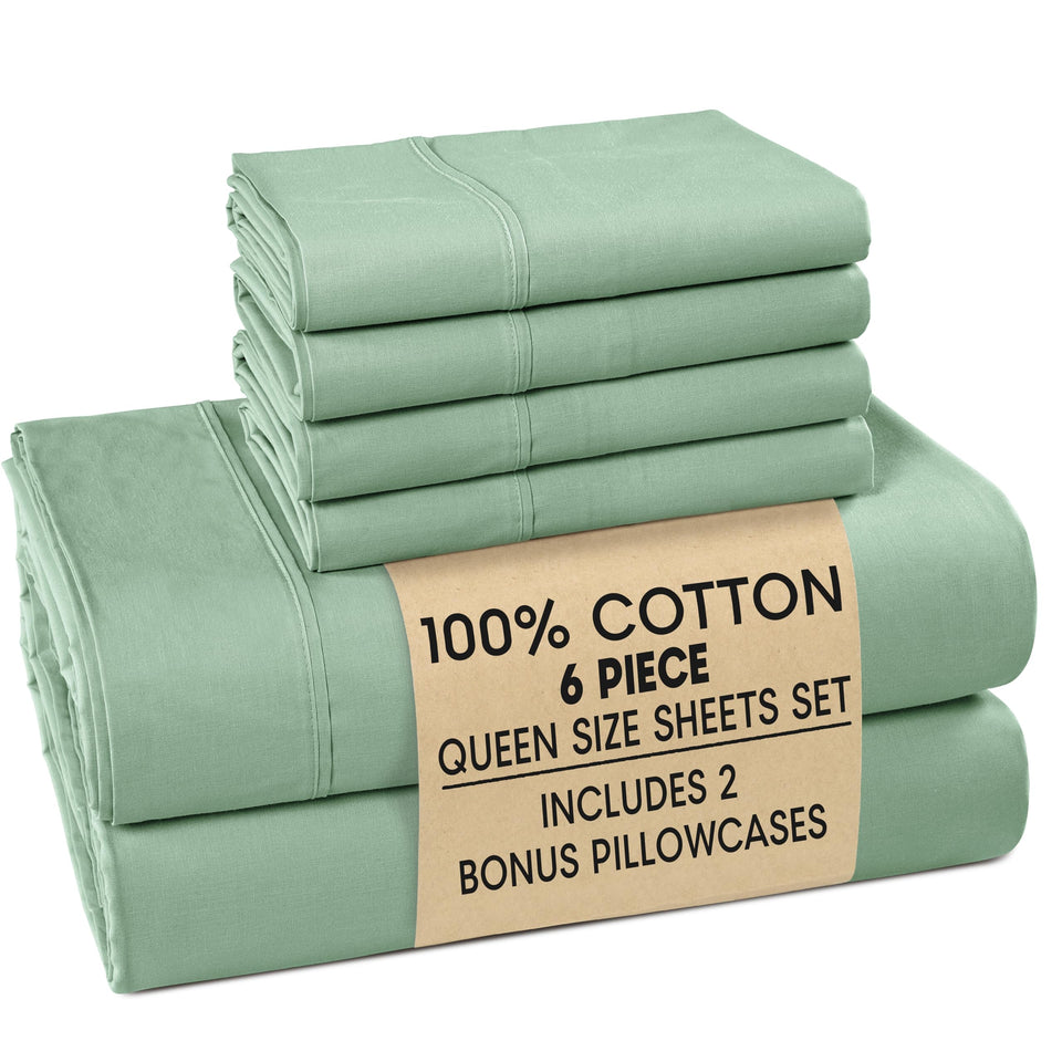 Casa Platino Queen sheets in crisp percale highlight breathable, hotel-like comfort.