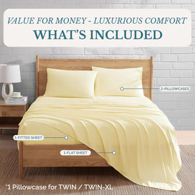 Casa Platino sheet set open shows complete queen-size package for quick bed setup.