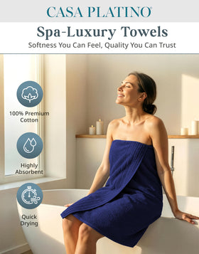 Casa Platino navy bath towel close-up showing plush softness and absorbency