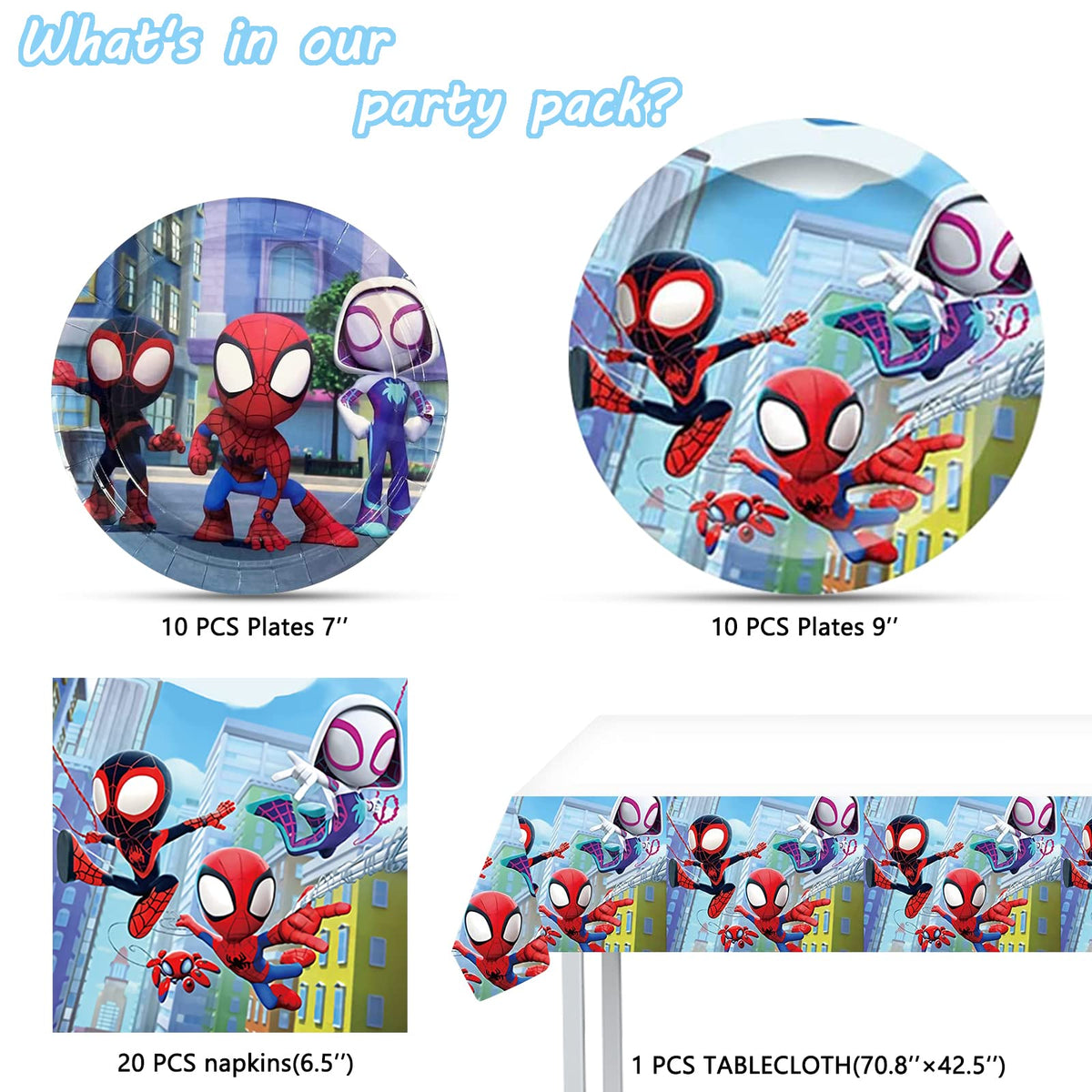 CasaCraze Spidey birthday tablecover enhances the party theme with bold colors and practical coverage.