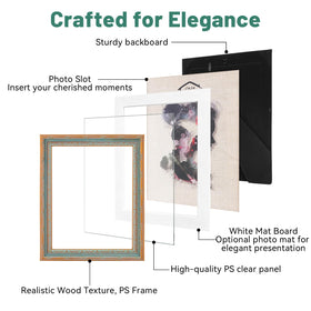 CasaDHG blue 11x14 vintage frame side angle highlights slim profile.