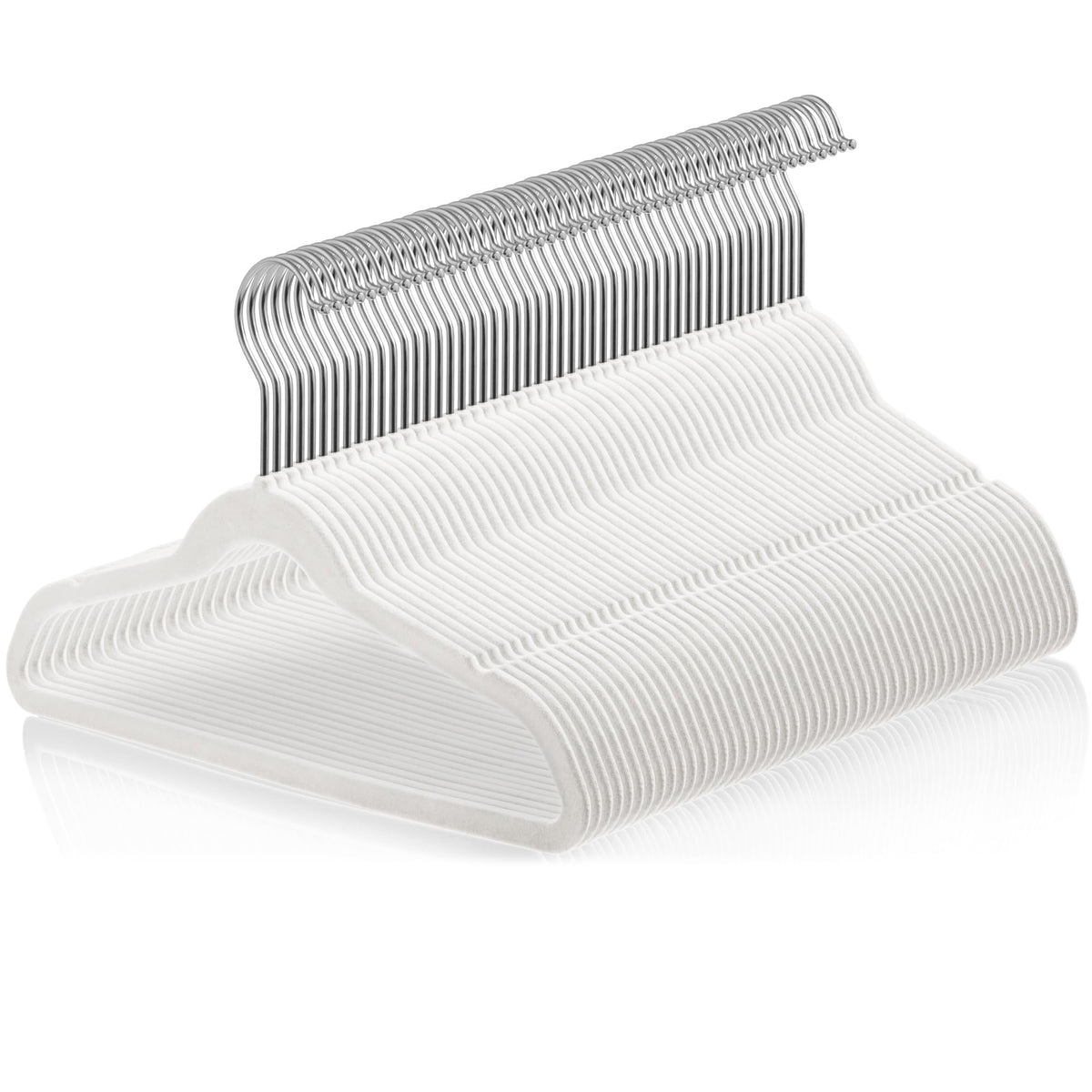 Casafield 50 velvet kids hangers in ivory save closet space with a slim profile.