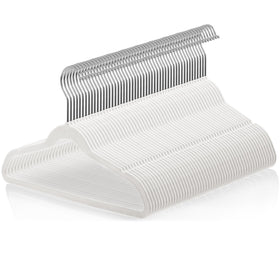 Casafield 50 velvet kids hangers in ivory save closet space with a slim profile.