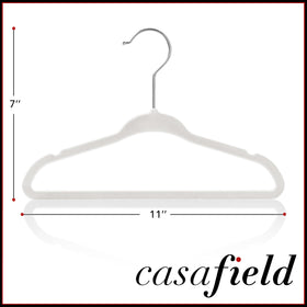 Slim profile Casafield hangers maximize closet space for baby outfits.
