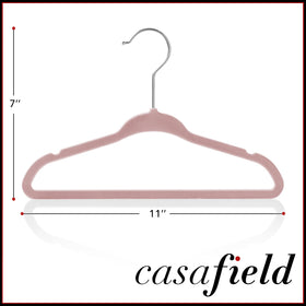 Casafield velvet baby hangers 11in feature gentle shoulders prevent creases.