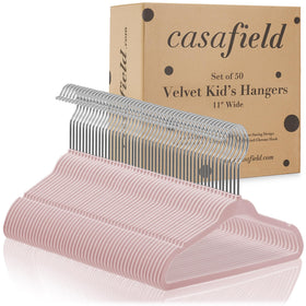 Casafield velvet baby hangers 11in packaged for easy storage and gifting.