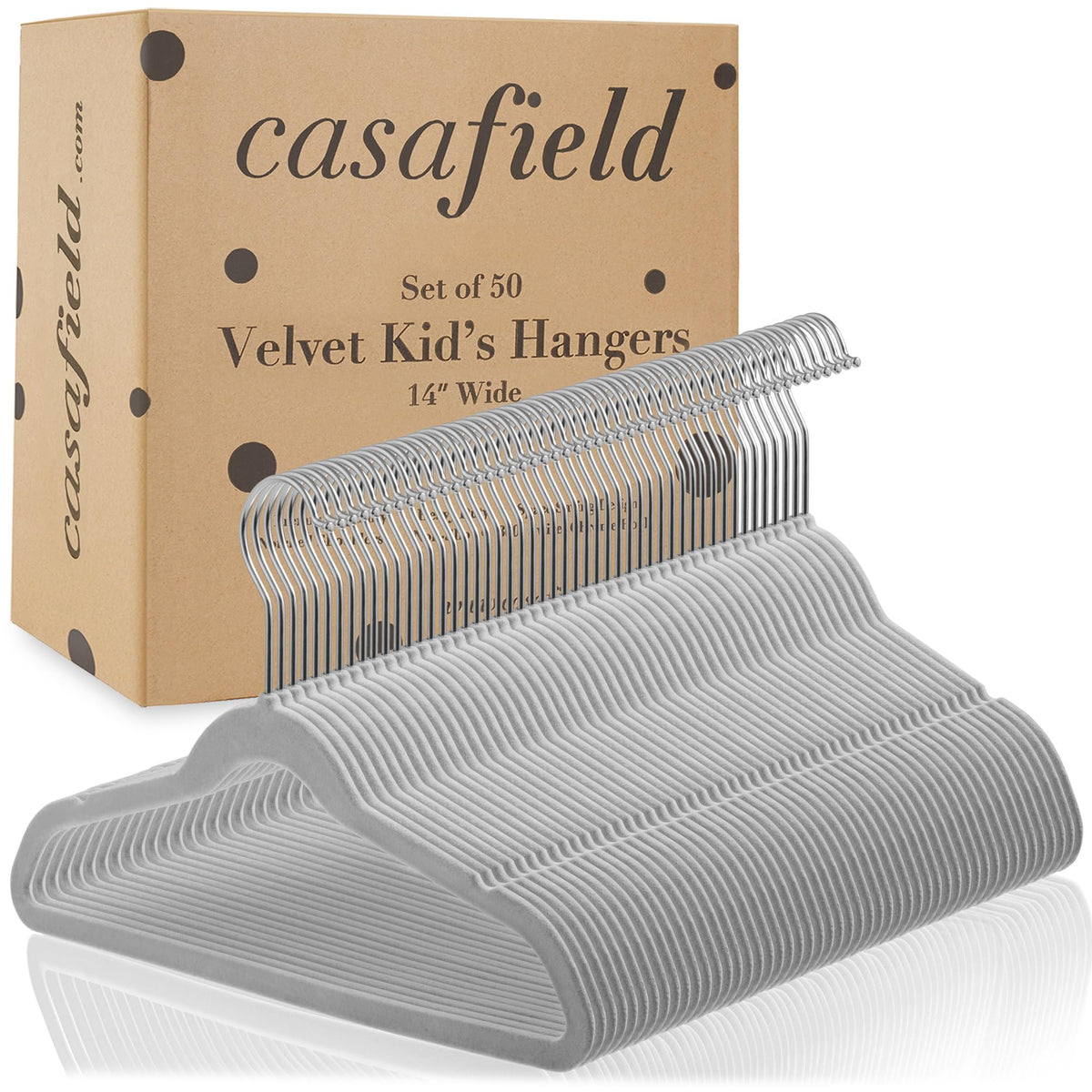Casafield velvet kid's hangers gray 14inch supports clothes up to five pounds