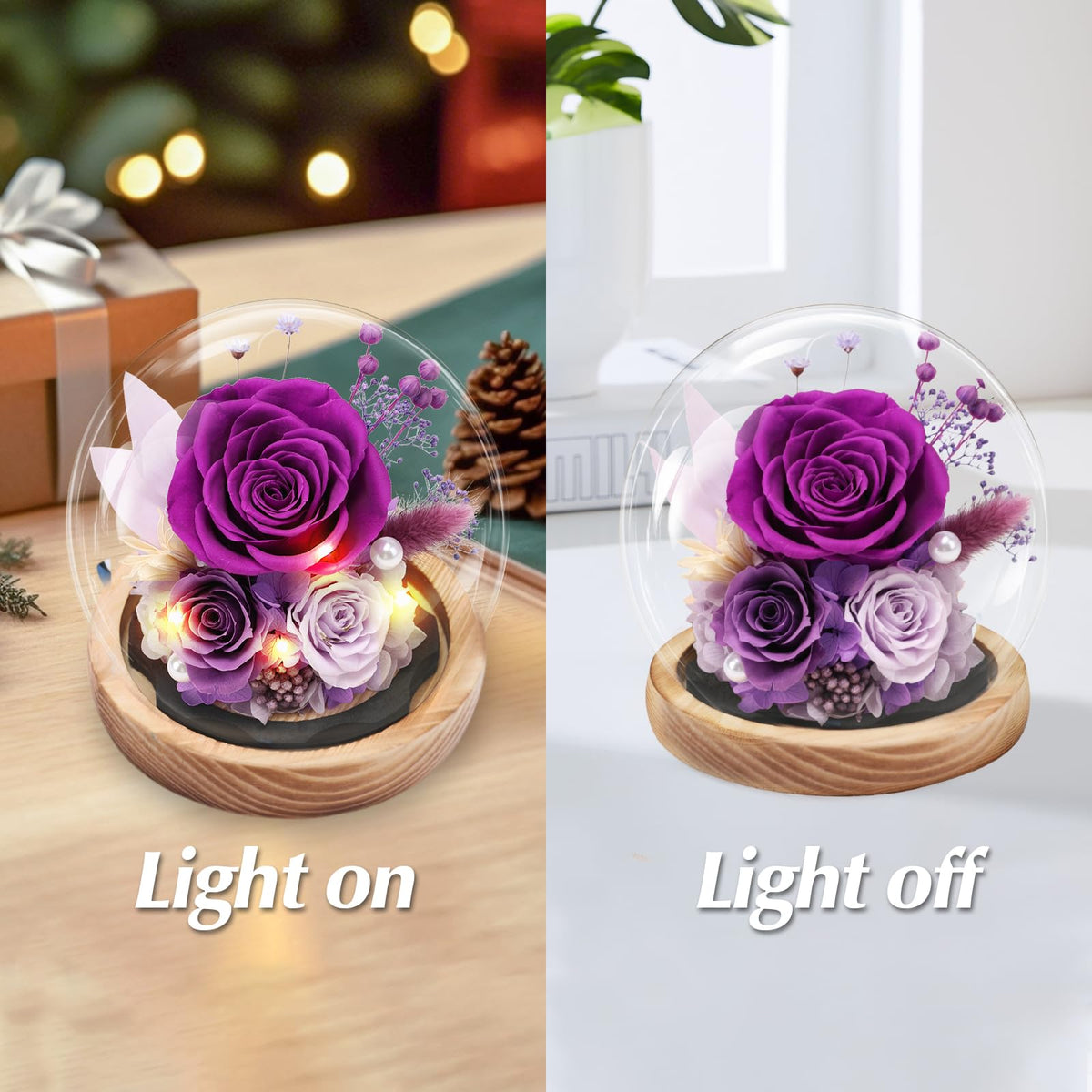 Casaido gift packaging with rose dome ready for gifting on any occasion.