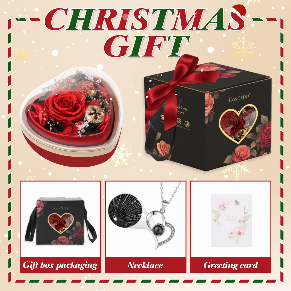 Casaido hidden necklace in rose box offers an elegant surprise for her