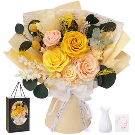 Casaido preserved flowers: 6 yellow roses bouquet ready for delivery and gifting.