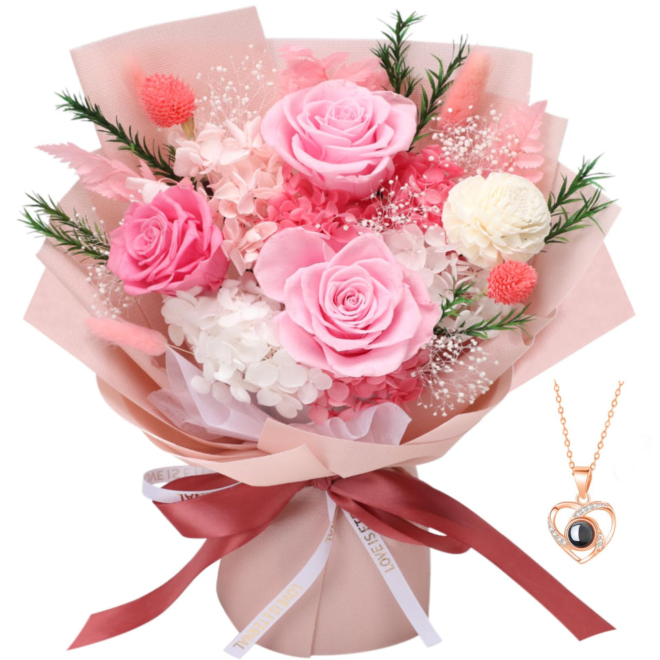 Casaido preserved flowers pink bouquet delivered with lasting color for celebrations