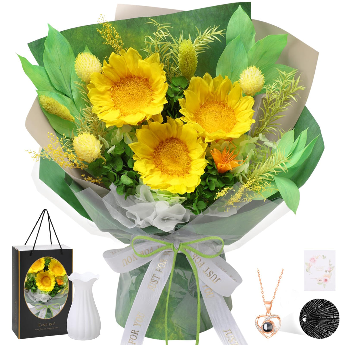 Casaido preserved sunflower bouquet with lasting color for years