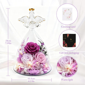Warm glow from the angel's LED creates a cozy ambiance