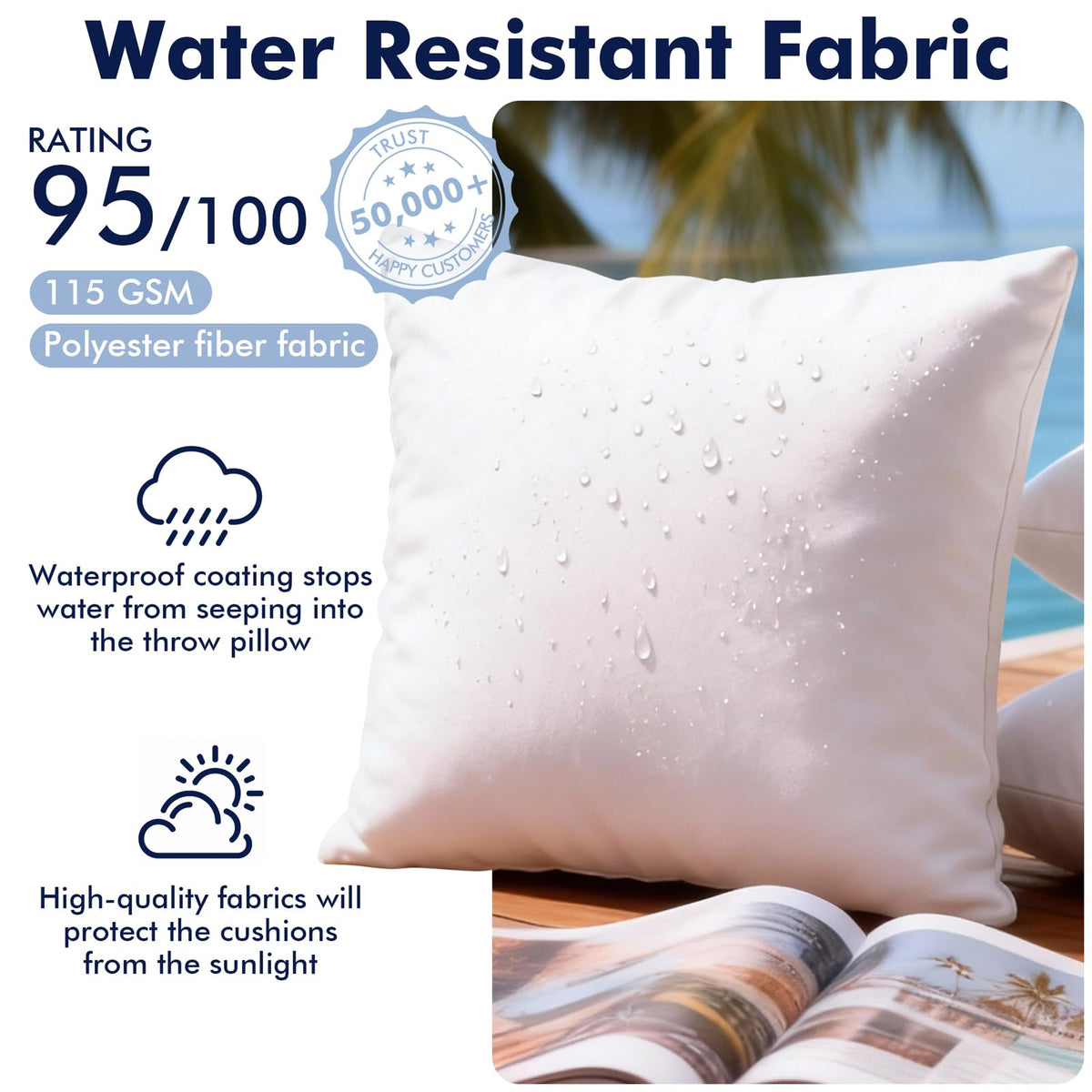 CasaJoy outdoor pillow inserts on patio chair provide durable, spring-back support.
