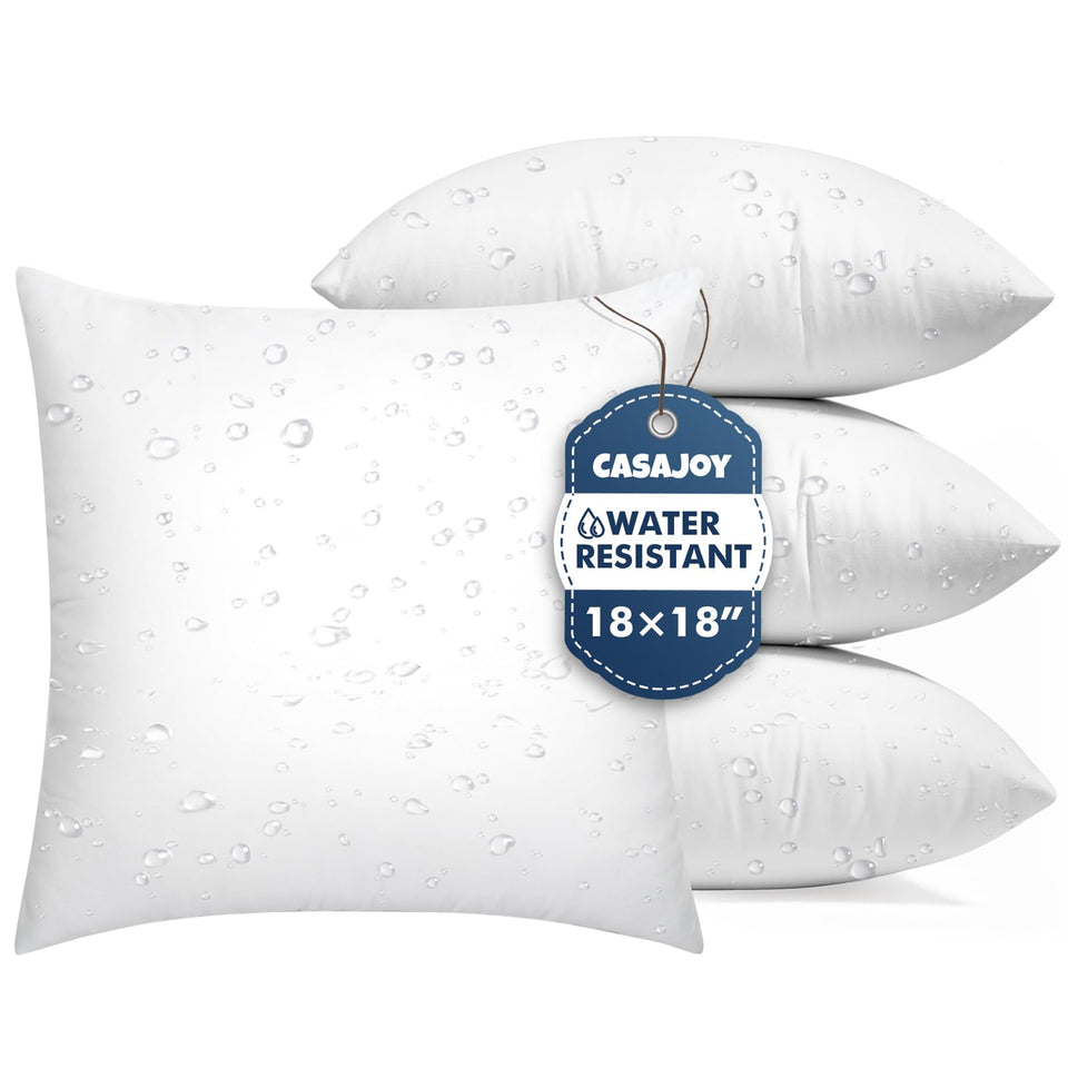 CasaJoy pack of four 18x18 outdoor pillow inserts for patio comfort and versatility.