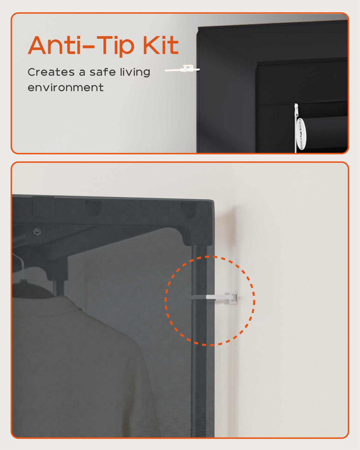 Casamaya closet anti-tip kit for wall safety