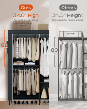 Casamaya closet with five hanging rods for versatile organization