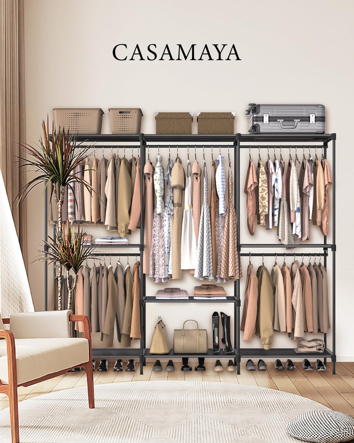 CASAMAYA wardrobe assembly steps shown for quick tool-free setup