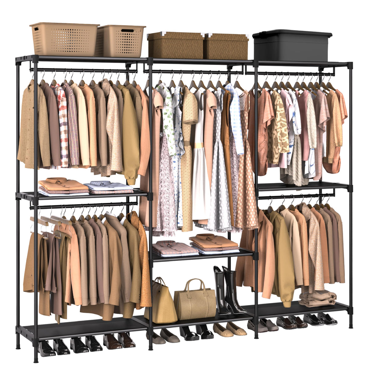 CASAMAYA clothes rack front view for organized daily wardrobe access