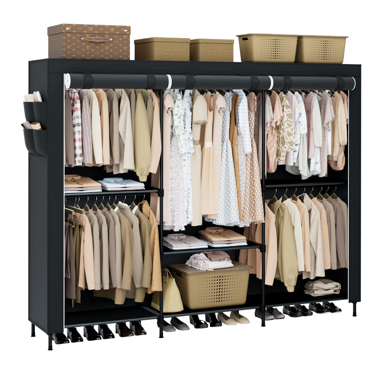 Casamaya portable closet cover front view showing ample storage space