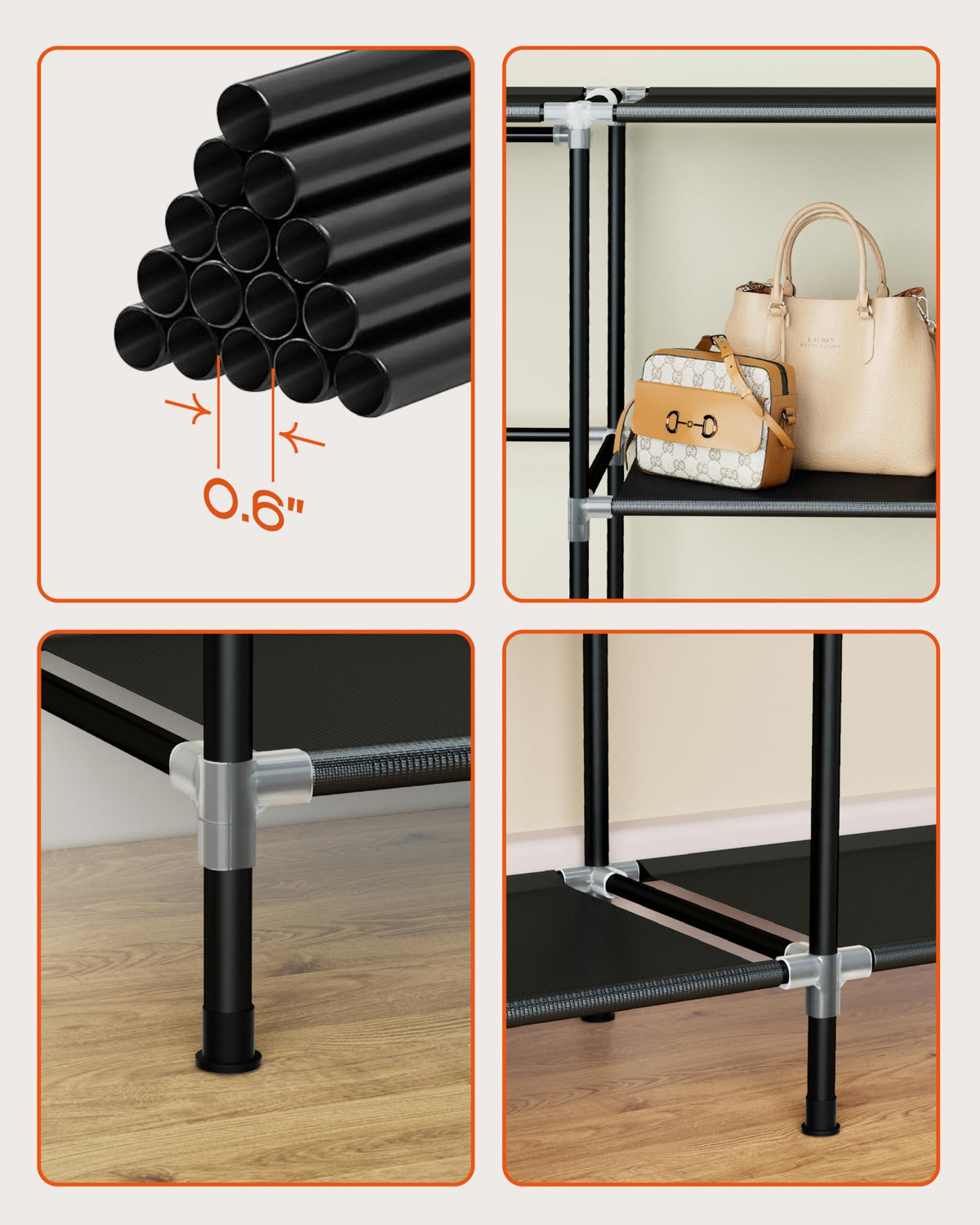CASAMAYA portable closet under shelf area stores shoes neatly and accessibly.