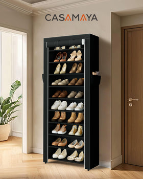 CASAMAYA vertical shoe storage saves floor space in small closets.