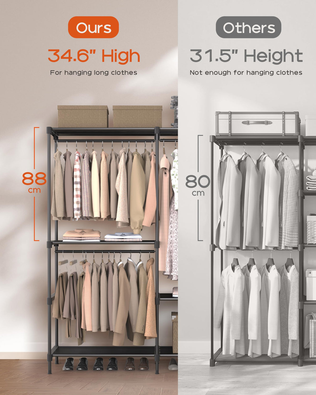 CASAMAYA closet shelves for folded clothes storage and visibility