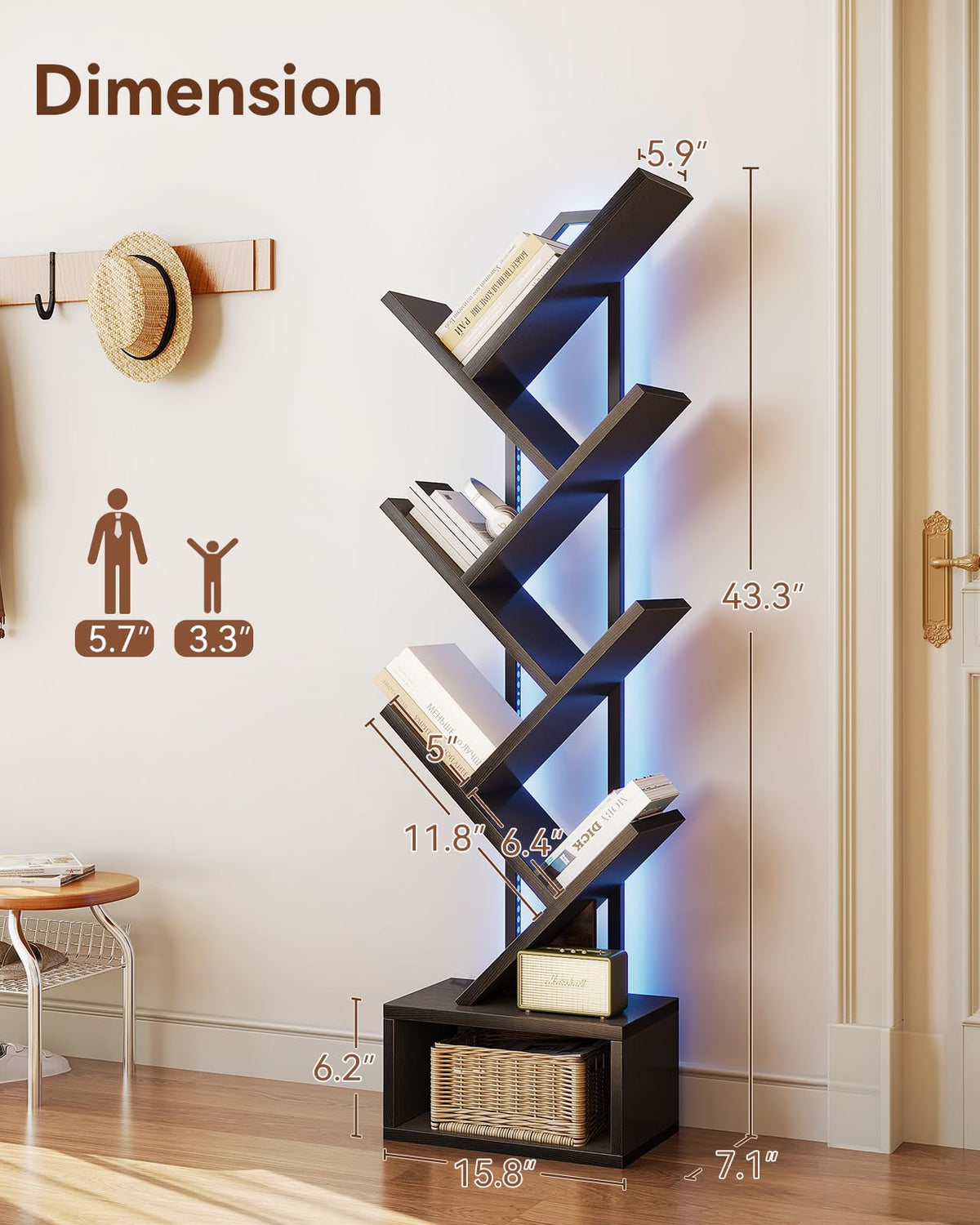 Casaottima tall steel and wood book organizer highlighting vertical storage