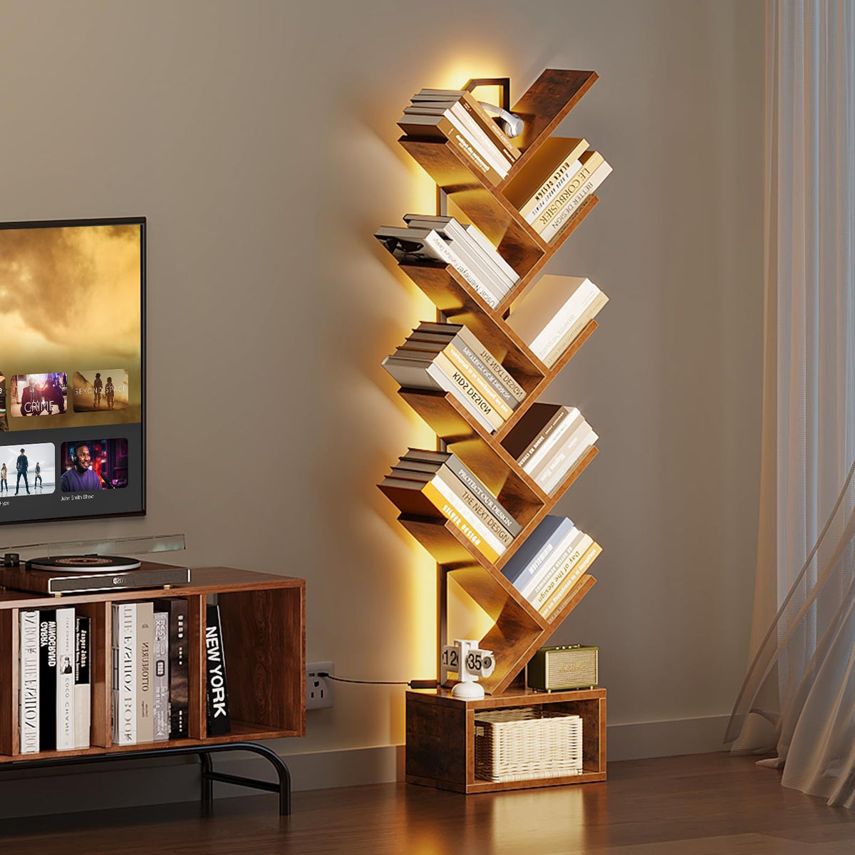 Casaottima tree bookshelf LED modes and brightness settings