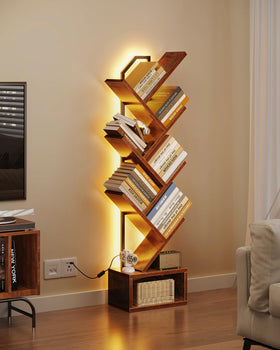 Casaottima narrow-profile bookshelf fits behind a sofa for space-saving storage.